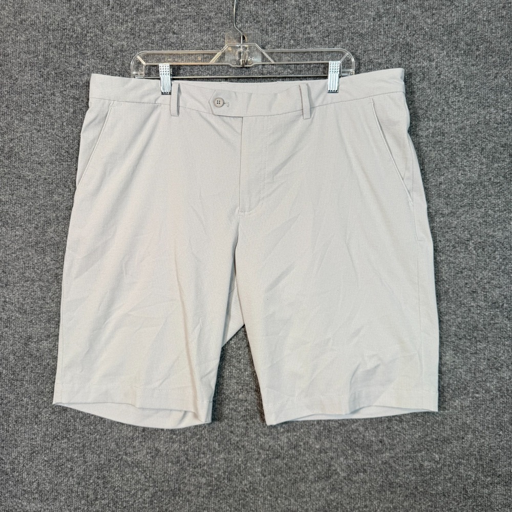 J.Lindeberg Shorts Mens 38 White Gray High Vent Flat Front Performance Golf